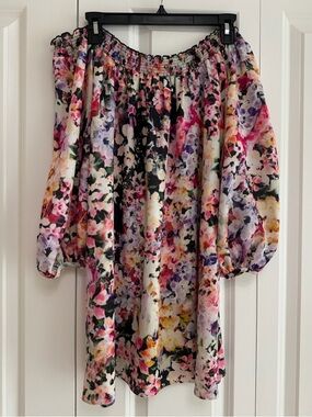 Johanne Beck Floral Off Shoulder Blouse Size M Smocked Boho Top